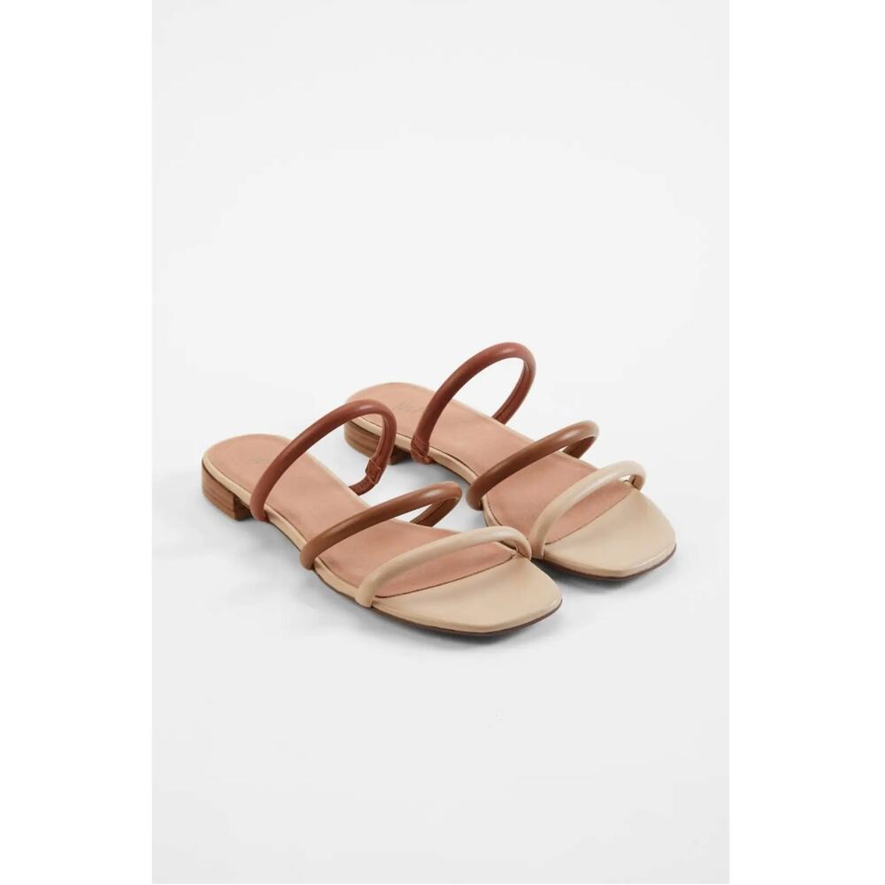 J. Jill‎ Kinsley Triple-band Sandals Cognac Multi Flat Leather Size 11 New